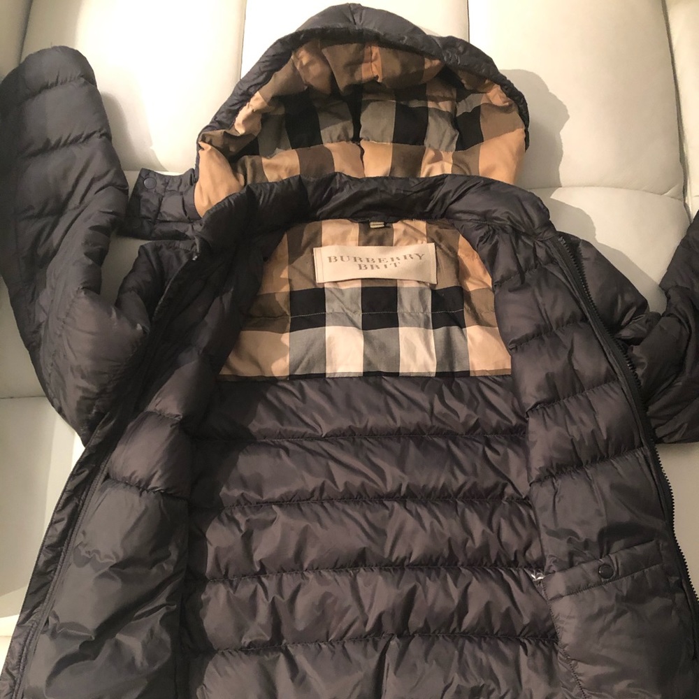 Hooded Burberry Brit Puffer coat